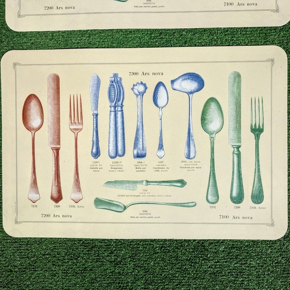 1990s Napoli Pasta Italiana Italy Utensil Tools Souvenir Table 4Pc Place Mat NOS - Picture 4 of 6